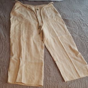 Linen wide leg capri pants